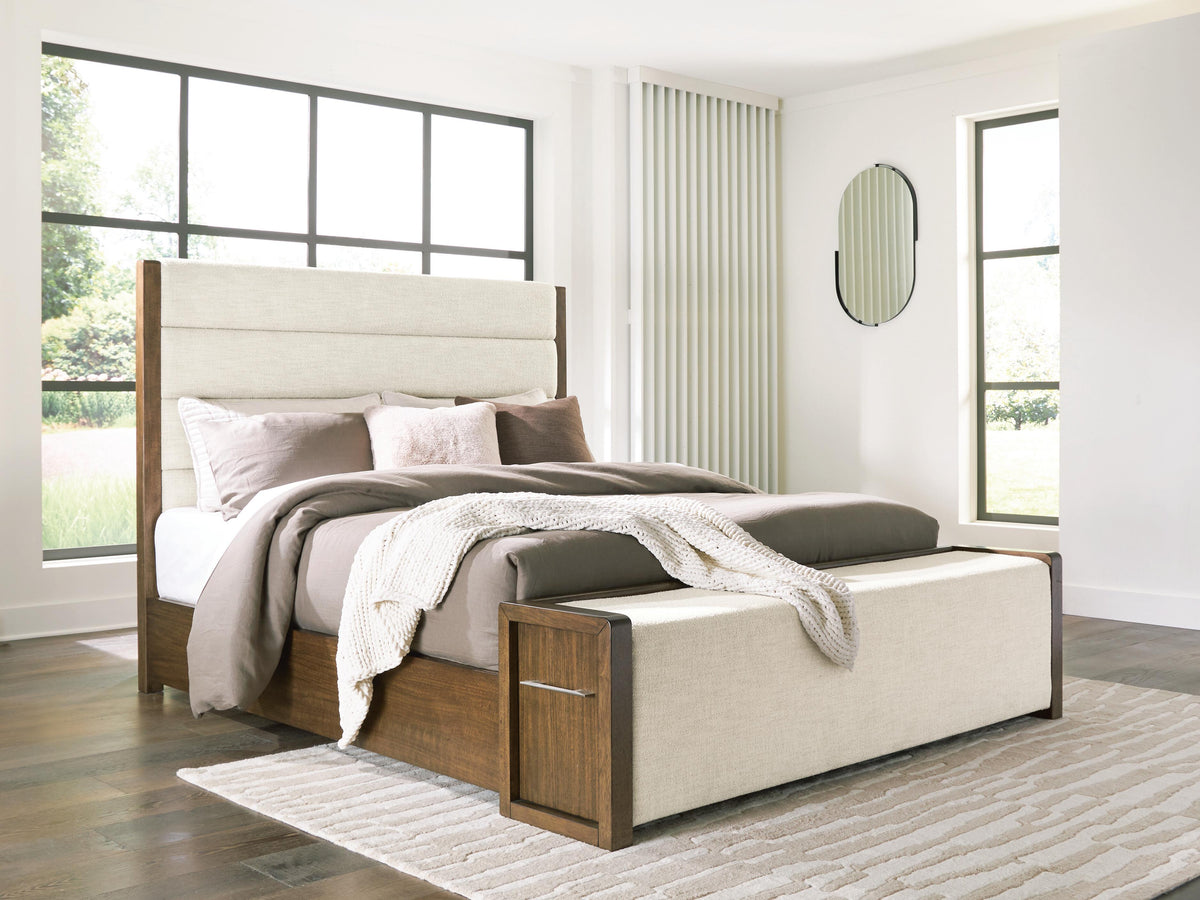 Myers Furniture Outlet - Ashley Furniture - Marxmore Bedroom - Queen Upholstered Storage Bed / Brown - B863B2