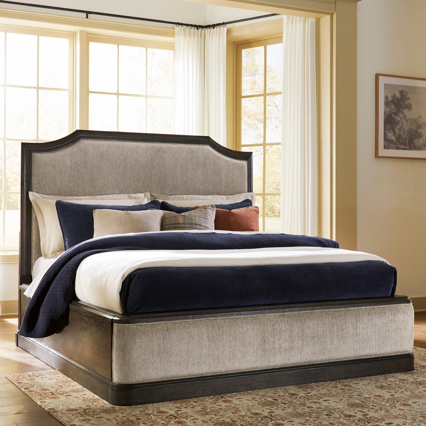 Myers Furniture Outlet - Ashley Furniture - Wickenger Bedroom - California King Upholstered Panel Bed / Dark Brown - PCB889B9