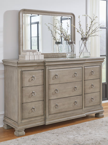 Myers Furniture Outlet - Ashley Furniture - Lexorne Bedroom - Dresser and Mirror / Gray - B924B1