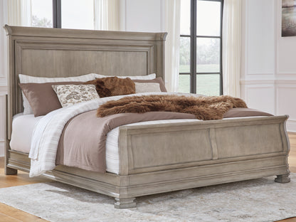 Myers Furniture Outlet - Ashley Furniture - Lexorne Bedroom - King Sleigh Bed / Gray - B924B4