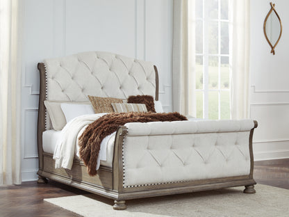 Myers Furniture Outlet - Ashley Furniture - Ardenfield Bedroom - Queen Upholstered Sleigh Bed / Light Brown - B944B2