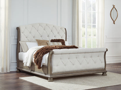 Myers Furniture Outlet - Ashley Furniture - Ardenfield Bedroom - King Upholstered Sleigh Bed / Light Brown - B944B4