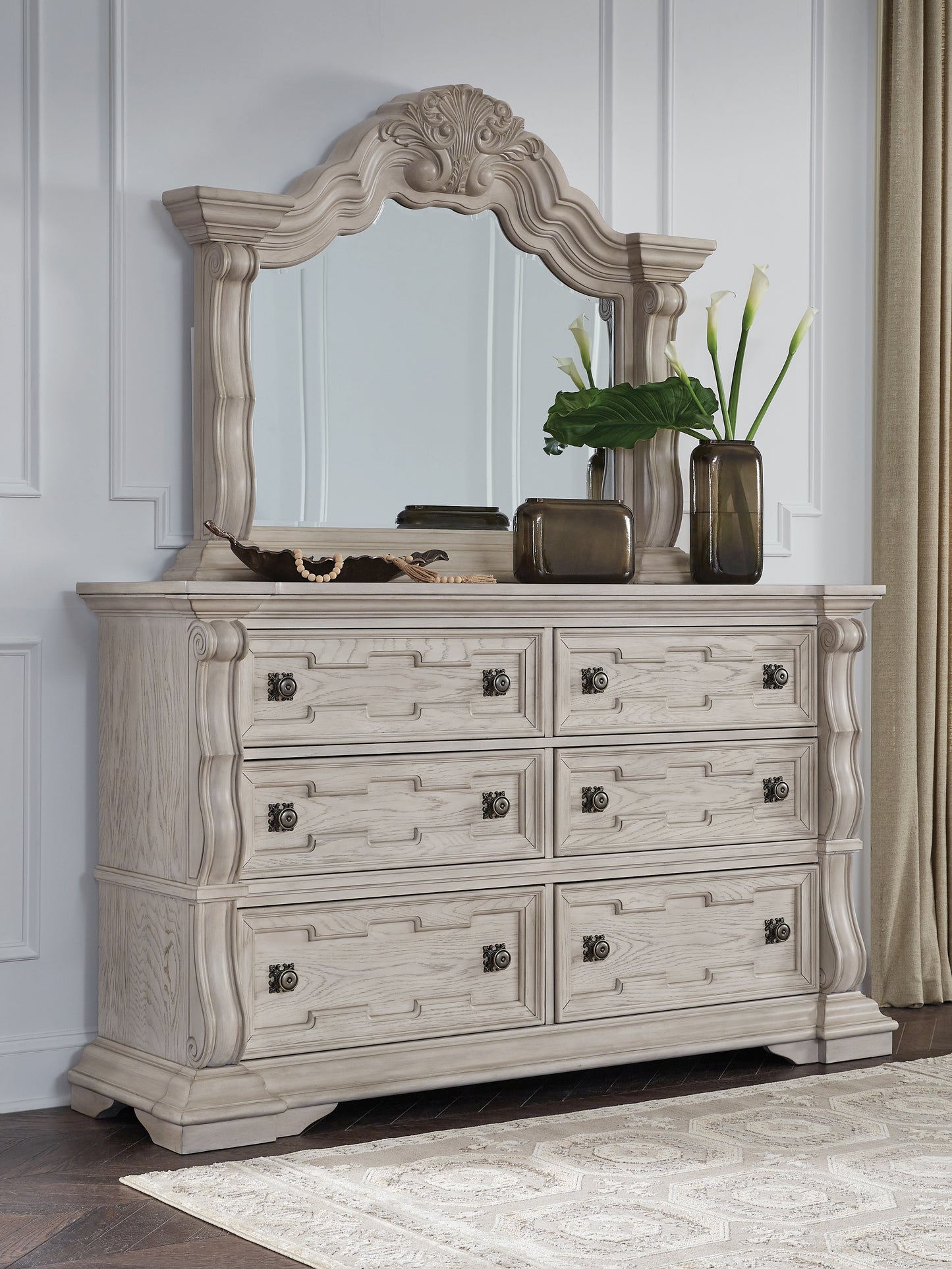 Myers Furniture Outlet - Ashley Furniture - Bruchandi Bedroom - Dresser and Mirror / Antique White - PCB948B1