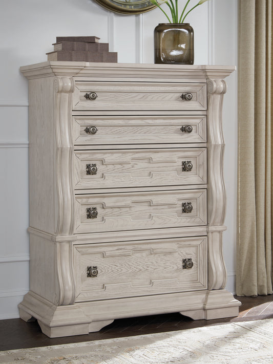 Myers Furniture Outlet - Ashley Furniture - Bruchandi Bedroom - King Upholstered Panel Bed / Antique White - PCB948B4