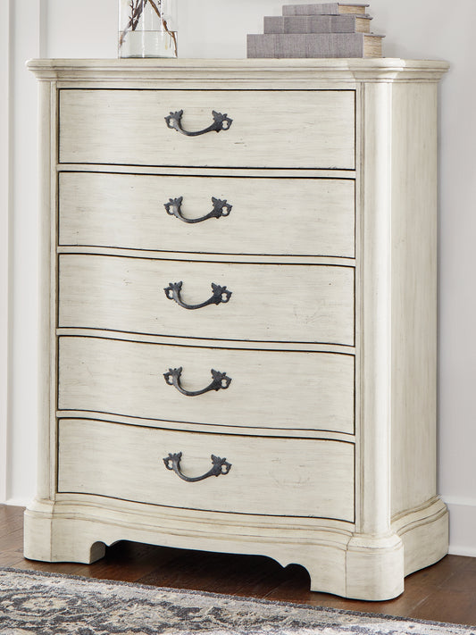 Myers Furniture Outlet - Ashley Furniture - Arlendyne Bedroom - Five Drawer Chest / Antique White - B980-46