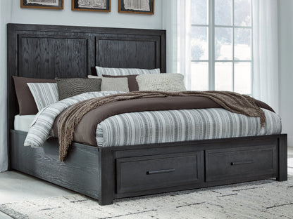Myers Furniture Outlet - Ashley Furniture - Foyland Bedroom - California King Panel Storage Bed / Black/Brown - B989B5