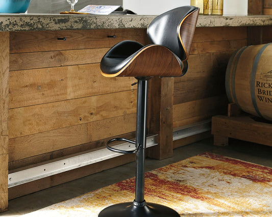 Myers Furniture Outlet - Ashley Furniture - Bellatier Dining Room - Adjustable Height Bar Stool (Set of 2) / Black/Chrome Finish - D120-130X2