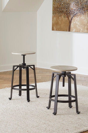 Myers Furniture Outlet - Ashley Furniture - Karisslyn Dining Room - Counter Height Stool (Set of 2) / Whitewash/Black - D336-024X2