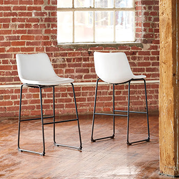 Myers Furniture Outlet - Ashley Furniture - Centiar Dining Room - Pub Height Bar Stool (Set of 2) / White - D372-730X2