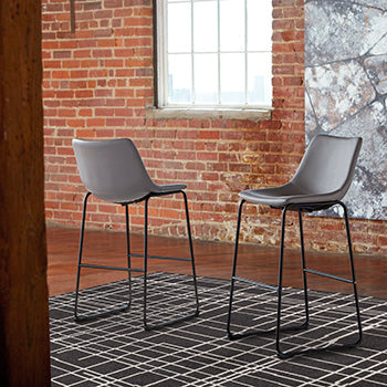 Myers Furniture Outlet - Ashley Furniture - Centiar Dining Room - Pub Height Bar Stool (Set of 2) / Gray - D372-830X2