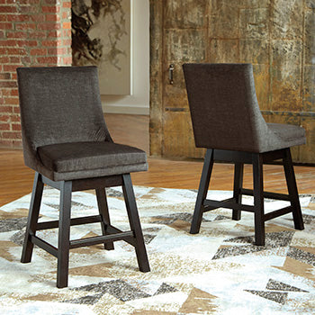 Myers Furniture Outlet - Ashley Furniture - Tallenger Dining Room - Counter Height Bar Stool (Set of 2) / Dark Gray - D380-624X2
