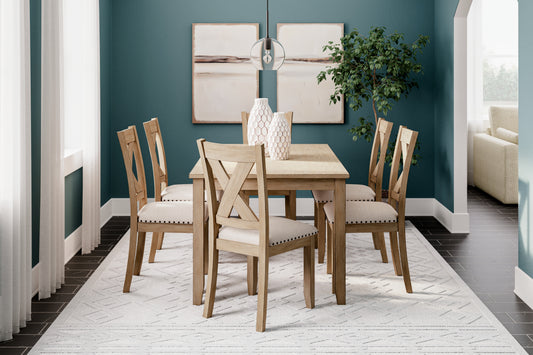 Myers Furniture Outlet - Ashley Furniture - Sanbriar Dining Room - RECT DRM Table Set (7/CN) / Light Brown - D393-425