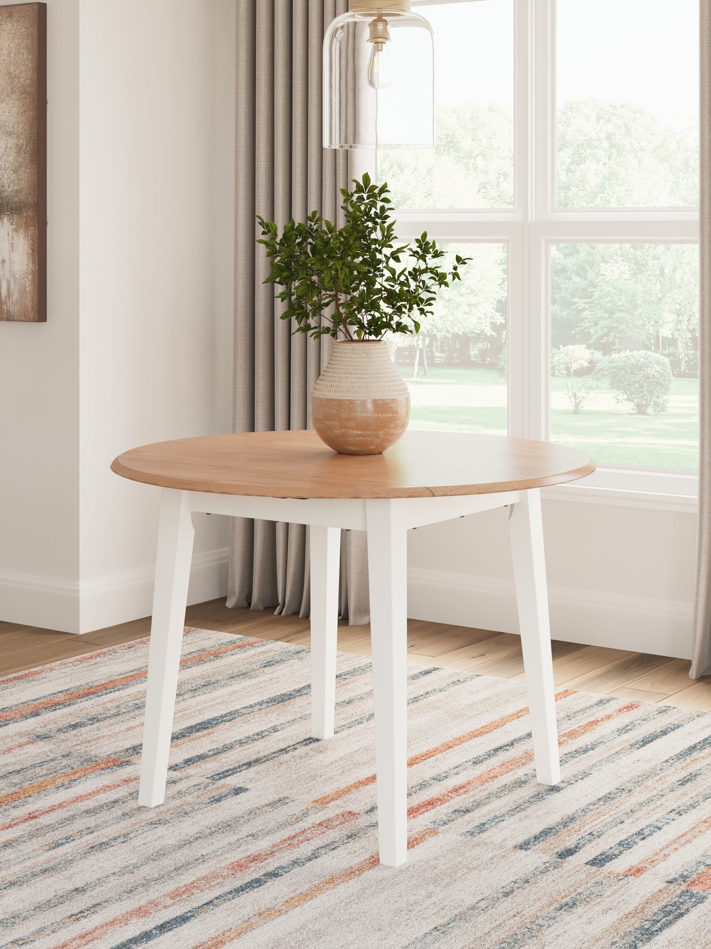 Myers Furniture Outlet - Ashley Furniture - Gesthaven Dining Room - Round DRM Drop Leaf Table / Natural/White - D398-15