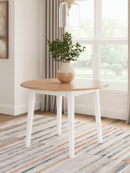 Myers Furniture Outlet - Ashley Furniture - Gesthaven Dining Room - Round DRM Drop Leaf Table / Natural/White - D398-15
