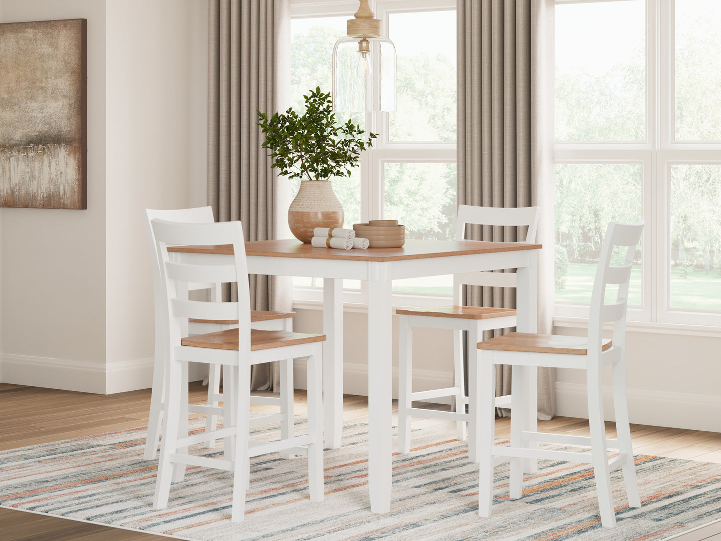 Myers Furniture Outlet - Ashley Furniture - Gesthaven Dining Room - DRM Counter Table Set (5/CN) / Natural/White - D398-223
