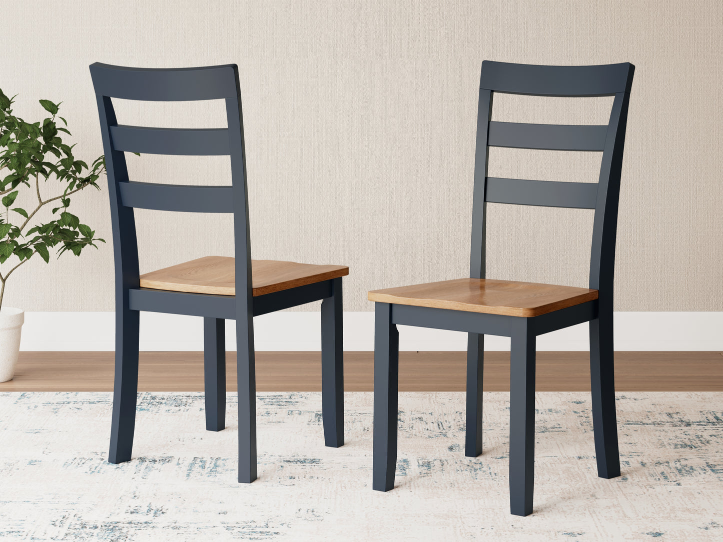 Myers Furniture Outlet - Ashley Furniture - Gesthaven Dining Room - Dining Chair (Set of 2) / Natural/Blue - D399-01X2