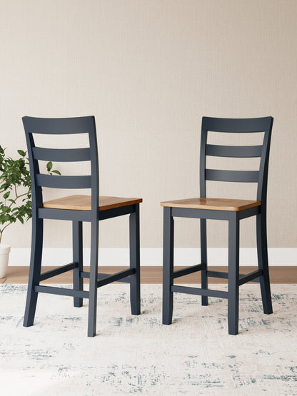 Myers Furniture Outlet - Ashley Furniture - Gesthaven Dining Room - Counter Height Barstool (Set of 2) / Natural/Blue - D399-124X2