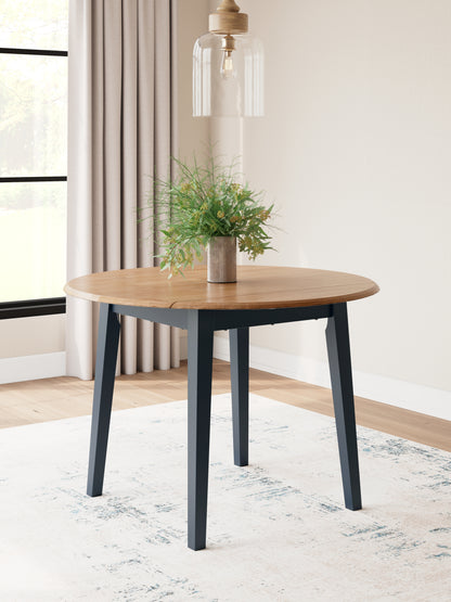 Myers Furniture Outlet - Ashley Furniture - Gesthaven Dining Room - Round DRM Drop Leaf Table / Natural/Blue - D399-15
