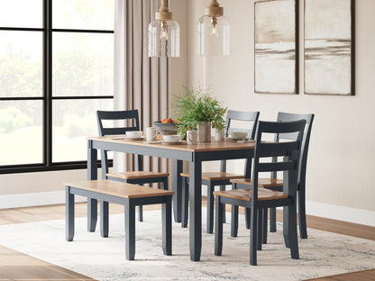 Myers Furniture Outlet - Ashley Furniture - Gesthaven Dining Room - Dining Room Table Set (6/CN) / Natural/Blue - D399-325