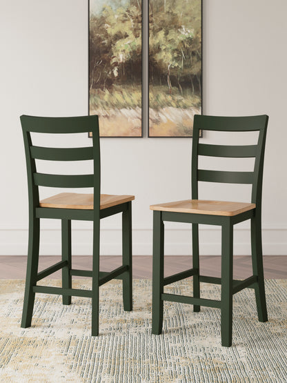 Myers Furniture Outlet - Ashley Furniture - Gesthaven Dining Room - Counter Height Barstool (Set of 2) / Natural/Green - D401-124X2