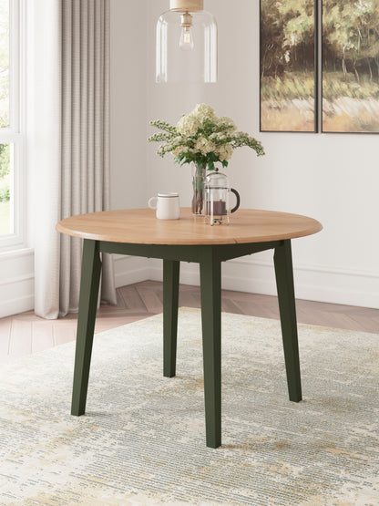 Myers Furniture Outlet - Ashley Furniture - Gesthaven Dining Room - Round DRM Drop Leaf Table / Natural/Green - D401-15