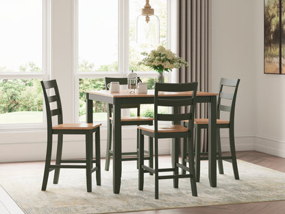 Myers Furniture Outlet - Ashley Furniture - Gesthaven Dining Room - DRM Counter Table Set (5/CN) / Natural/Green - D401-223