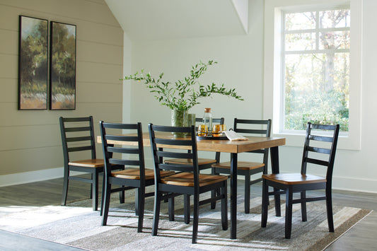 Myers Furniture Outlet - Ashley Furniture - Blondon Dining Room - RECT DRM Table Set (7/CN) / Brown/Black - D413-425