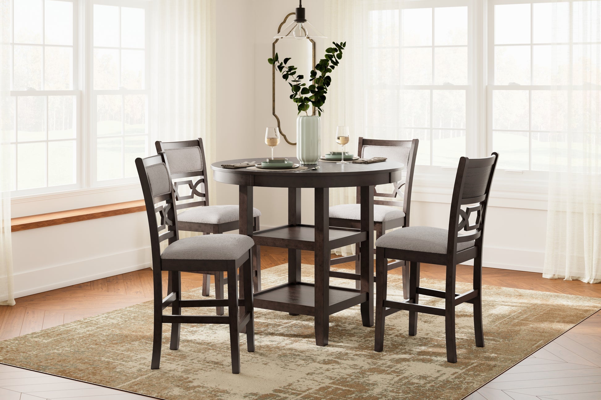 Myers Furniture Outlet - Ashley Furniture - Langwest Dining Room - Dining Room Table Set (5/CN) / Brown - D422-225