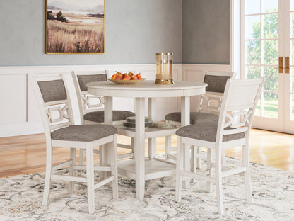 Myers Furniture Outlet - Ashley Furniture - Erinberg Dining Room - DRM Counter Table Set (5/CN) / Antique White - D423-223