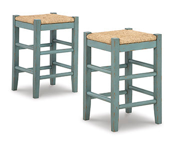 Myers Furniture Outlet - Ashley Furniture - Mirimyn Dining Room - Counter Height Bar Stool (Set of 2) / Teal - D508-324X2