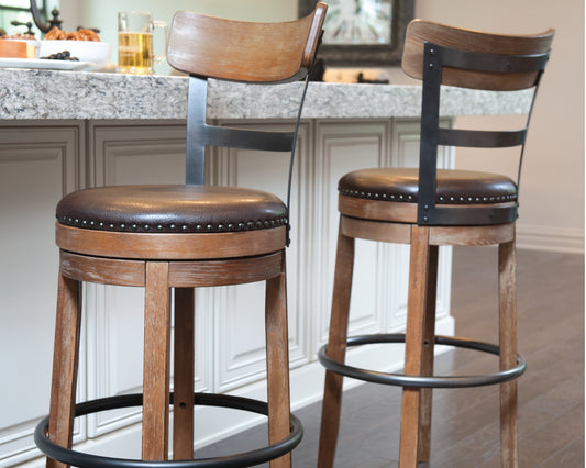 Myers Furniture Outlet - Ashley Furniture - Pinnadel Dining Room - Counter Height Bar Stool (Set of 2) / Grayish Brown - D542-124X2
