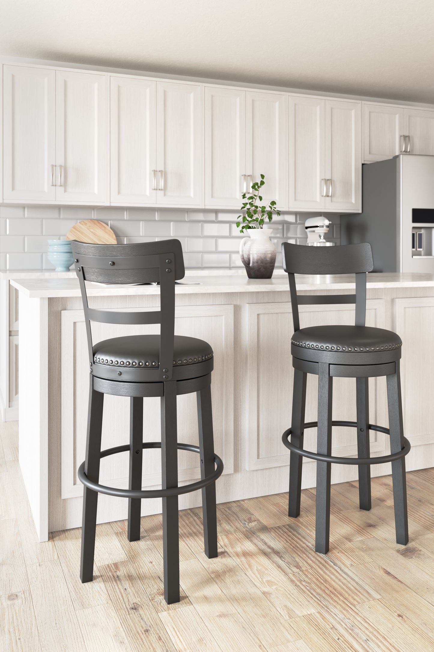Myers Furniture Outlet - Ashley Furniture - Valebeck Dining Room - Bar Height Bar Stool (Set of 2) / Multi - D546-630X2