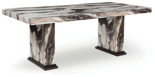 Myers Furniture Outlet - Ashley Furniture - Jeshina Dining Table - Dining Table / Dark Brown/Beige - PCD581D4
