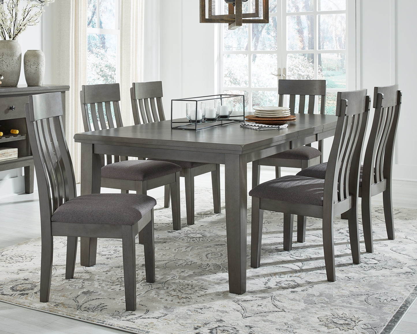 Myers Furniture Outlet - Ashley Furniture - Hallanden Dining Room - RECT DRM Butterfly EXT Table / Gray - D589-35