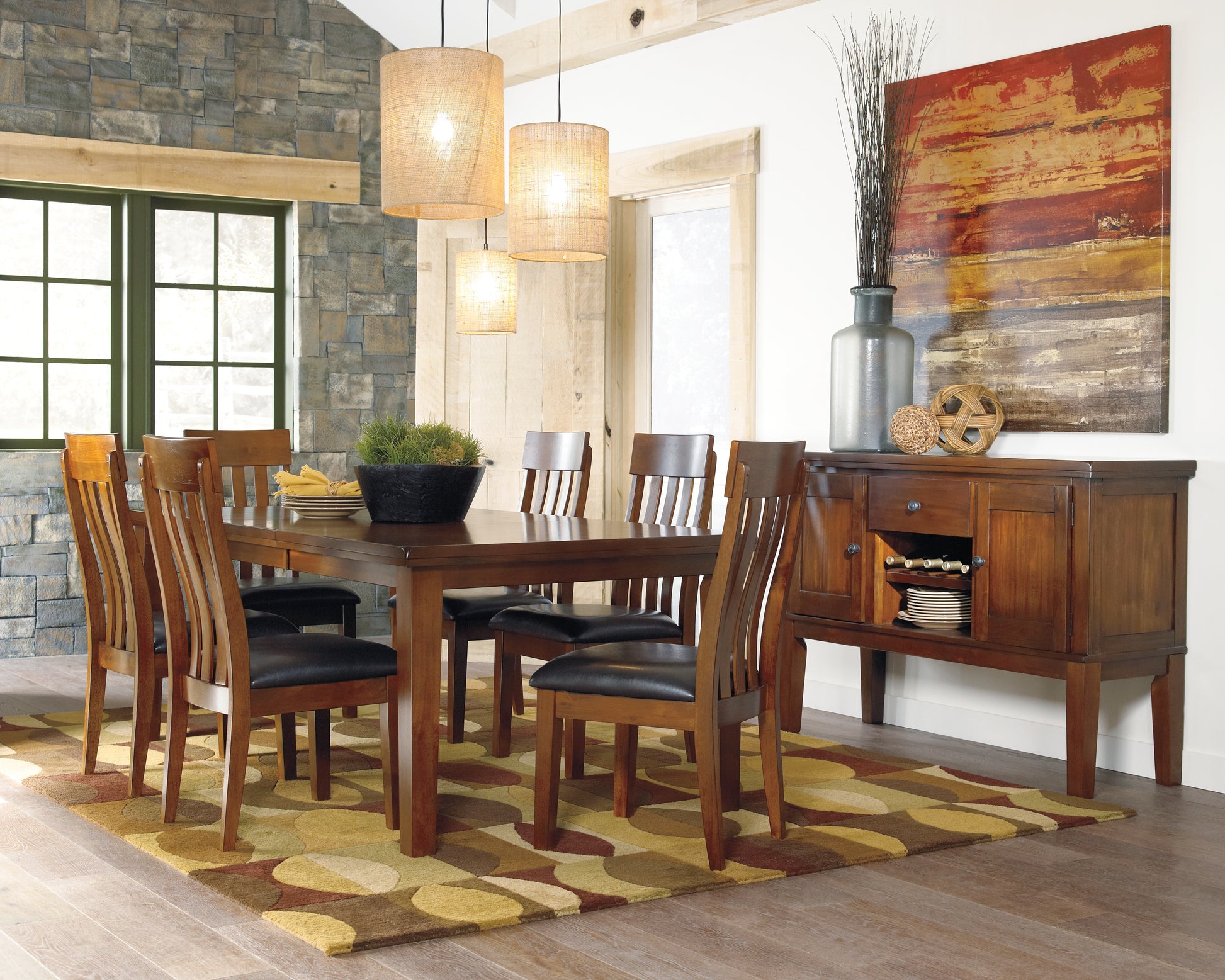 Myers Furniture Outlet - Ashley Furniture - Ralene Dining Room - RECT DRM Butterfly EXT Table / Medium Brown - D594-35
