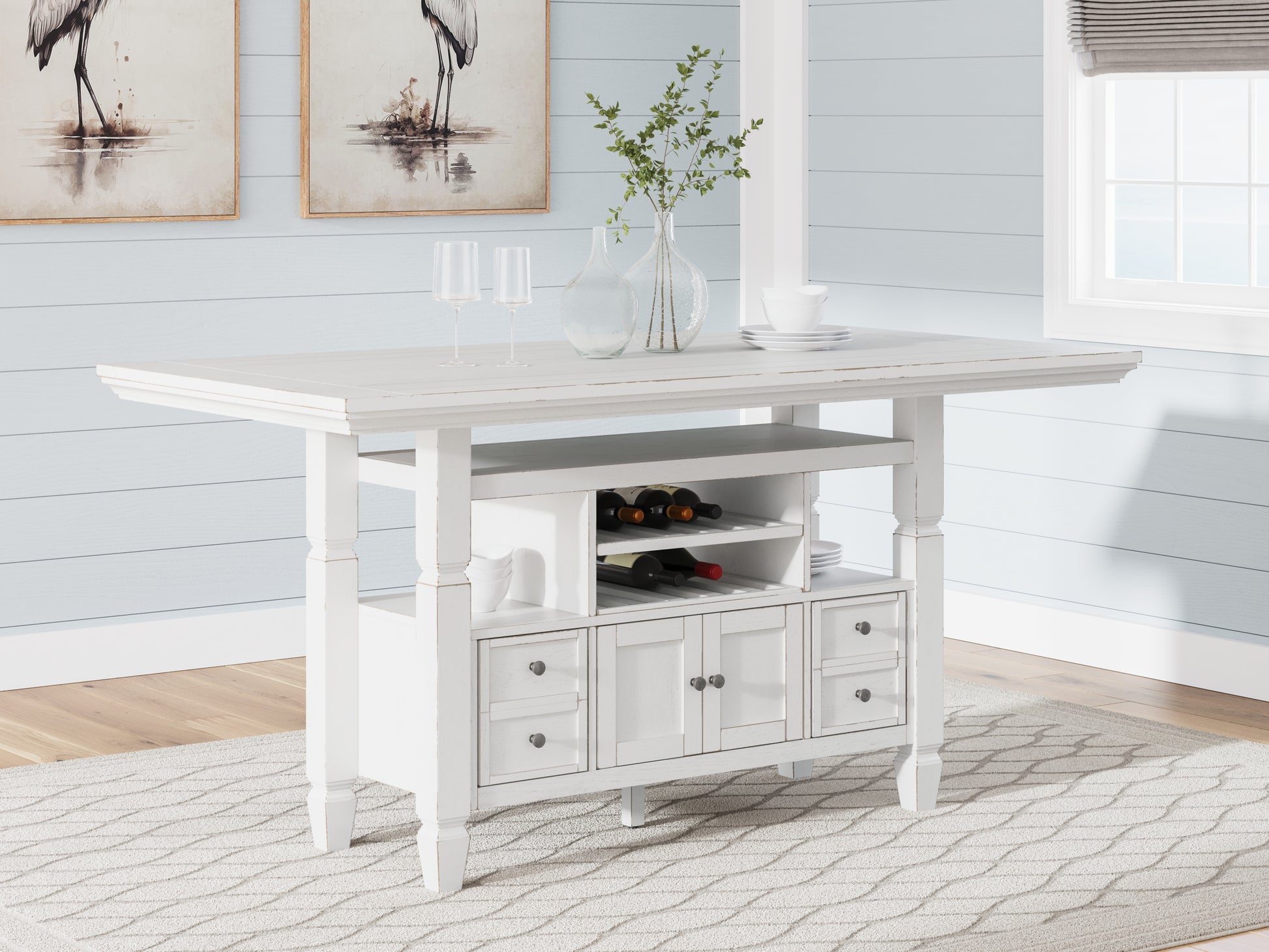 Myers Furniture Outlet - Ashley Furniture - Robbinsdale Dining Room - Counter Height Dining Table / Antique White - D642D7