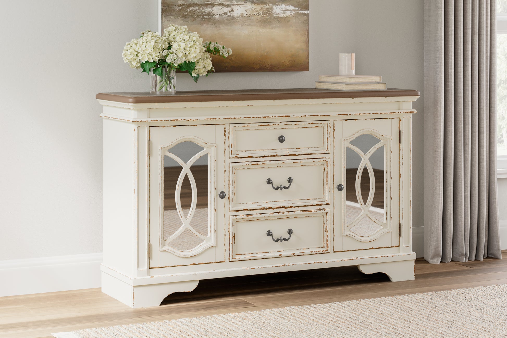 Myers Furniture Outlet - Ashley Furniture - Realyn Dining Room - Dining Room Server / Chipped White - D743-60