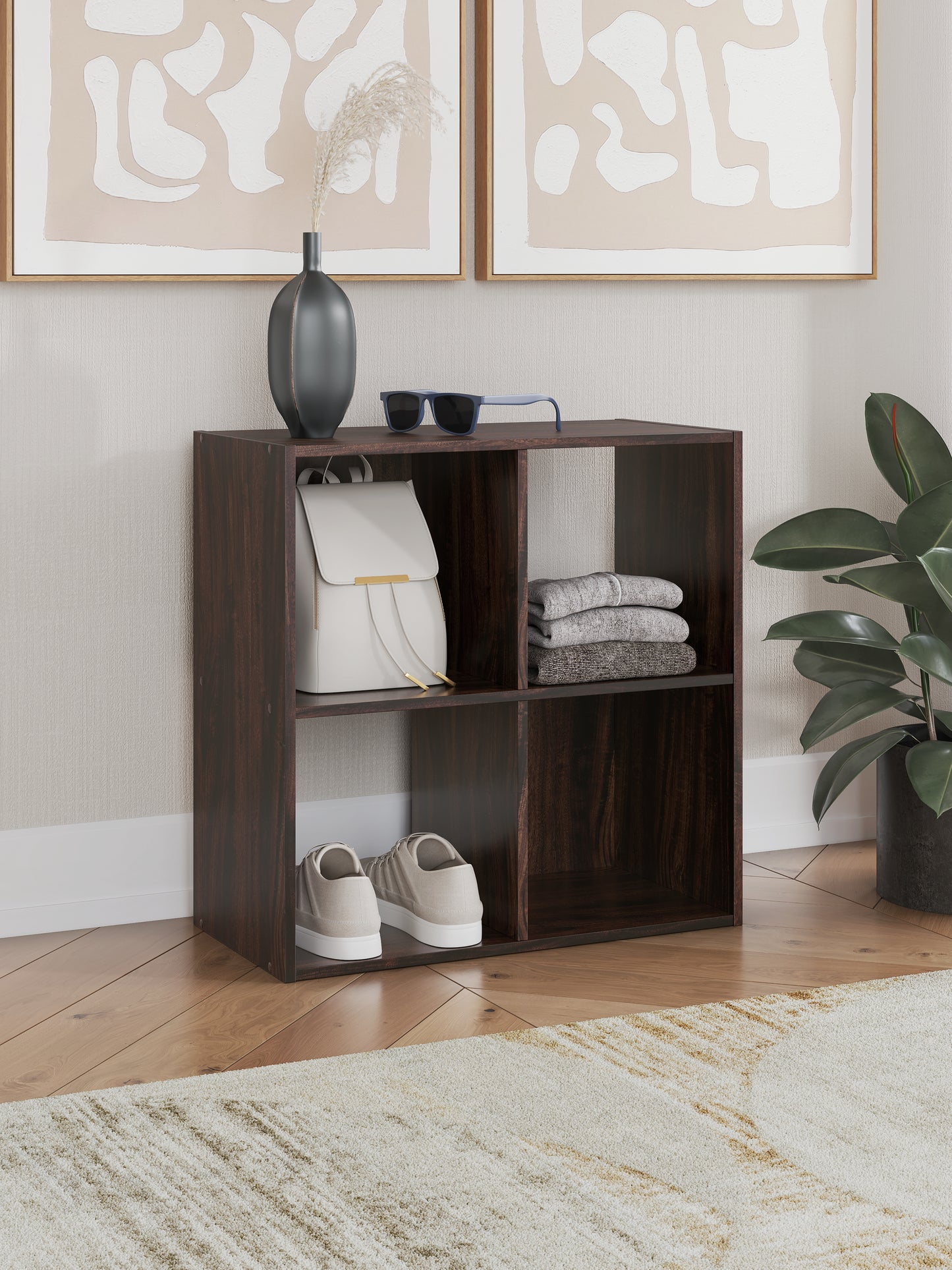 Myers Furniture Outlet - Ashley Furniture - Glosmount Four Cube Organizer - Four Cube Organizer / Cherry/Light Brown - EA1055-2X2