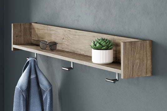 Myers Furniture Outlet - Ashley Furniture - Oliah Wall Decor - Wall Mounted Coat Rack w/Shelf / Natural - EA2270-151