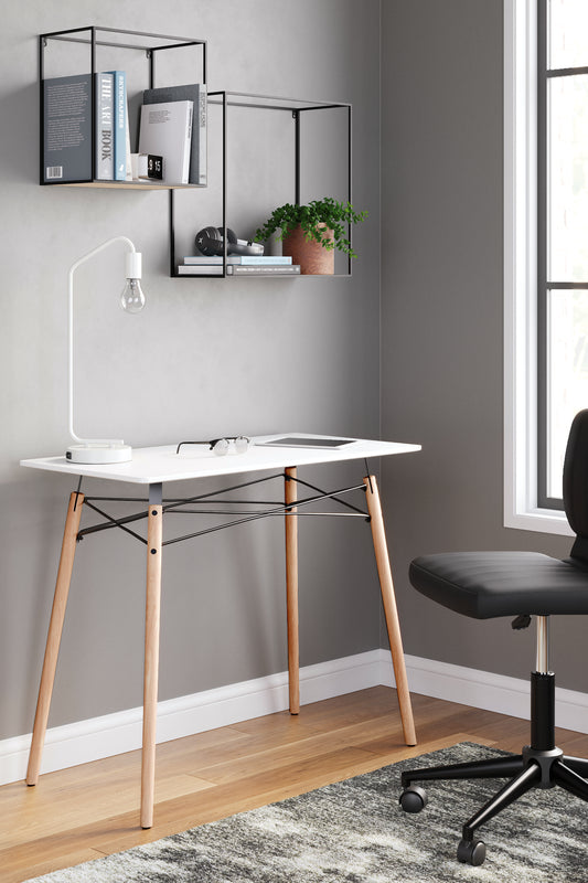 Myers Furniture Outlet - Ashley Furniture - Jaspeni Office Desk - Home Office Desk / Black/Natural - H020-10