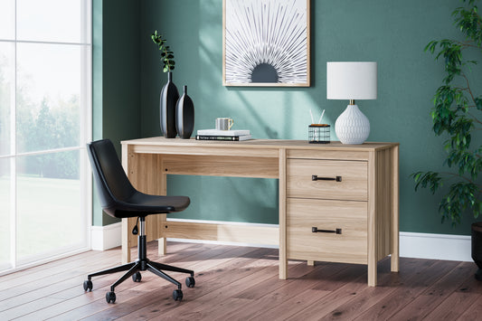 Myers Furniture Outlet - Ashley Furniture - Battelle Office Desk - 60" Home Office Desk with Return / Tan - H3929H1