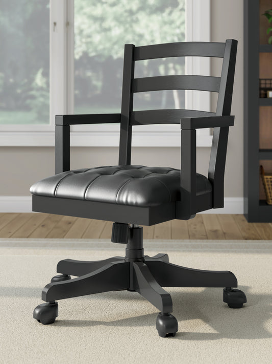 Myers Furniture Outlet - Ashley Furniture - Wildenauer Home Office Desk Chair - Home Office Swivel Desk Chair / Black - H664-01A