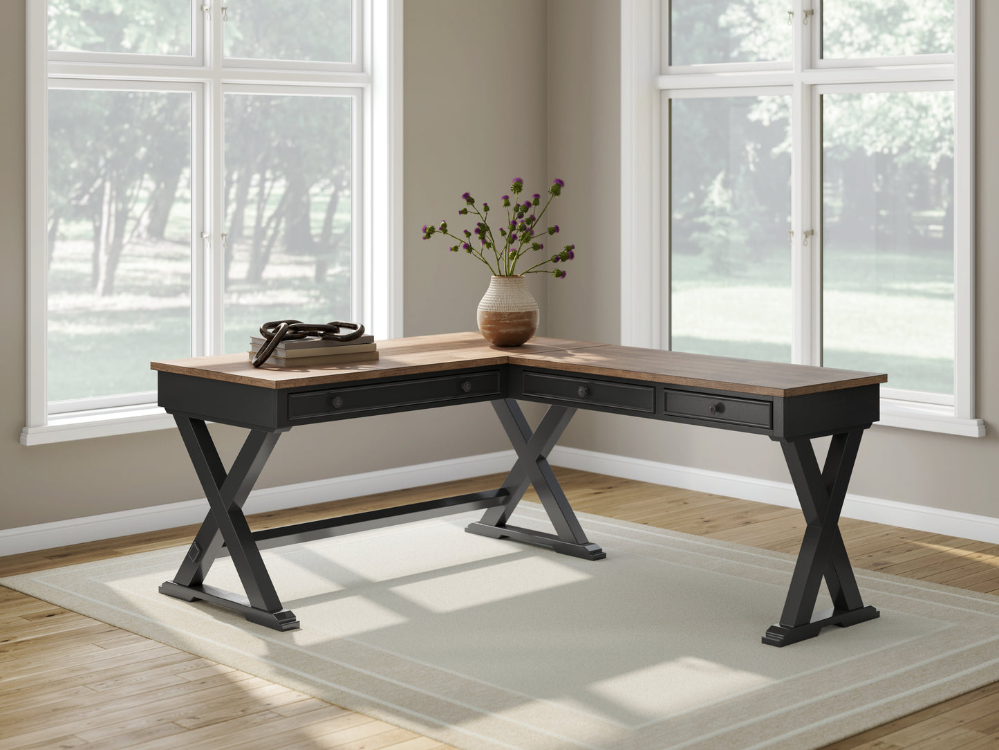 Myers Furniture Outlet - Ashley Furniture - Wildenauer Office Desk - Home Office Desk / Brown/Black - H664H2