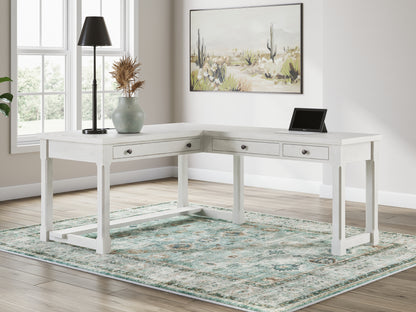 Myers Furniture Outlet - Ashley Furniture - Robbinsdale Office Desk - L-Shaped Home Office Desk / Antique White - H742H1