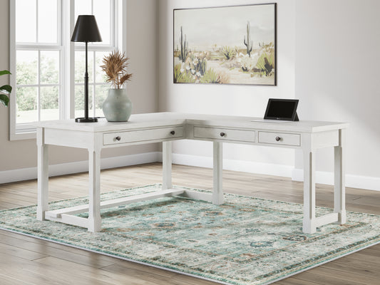Myers Furniture Outlet - Ashley Furniture - Robbinsdale Office Desk - L-Shaped Home Office Desk / Antique White - H742H1