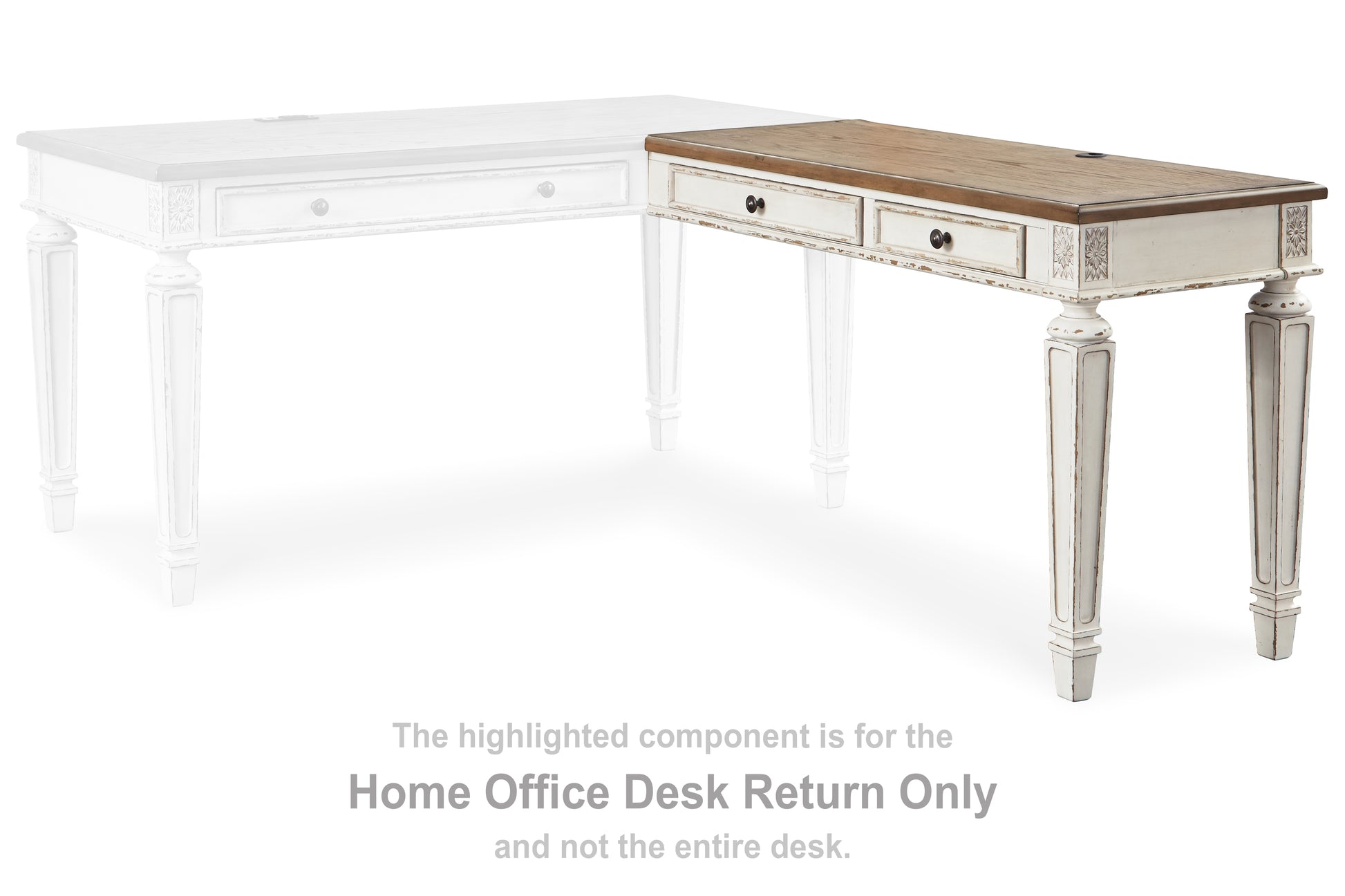 Myers Furniture Outlet - Ashley Furniture - Realyn Office Desk - Home Office Desk Return / White/Brown - H743-34R