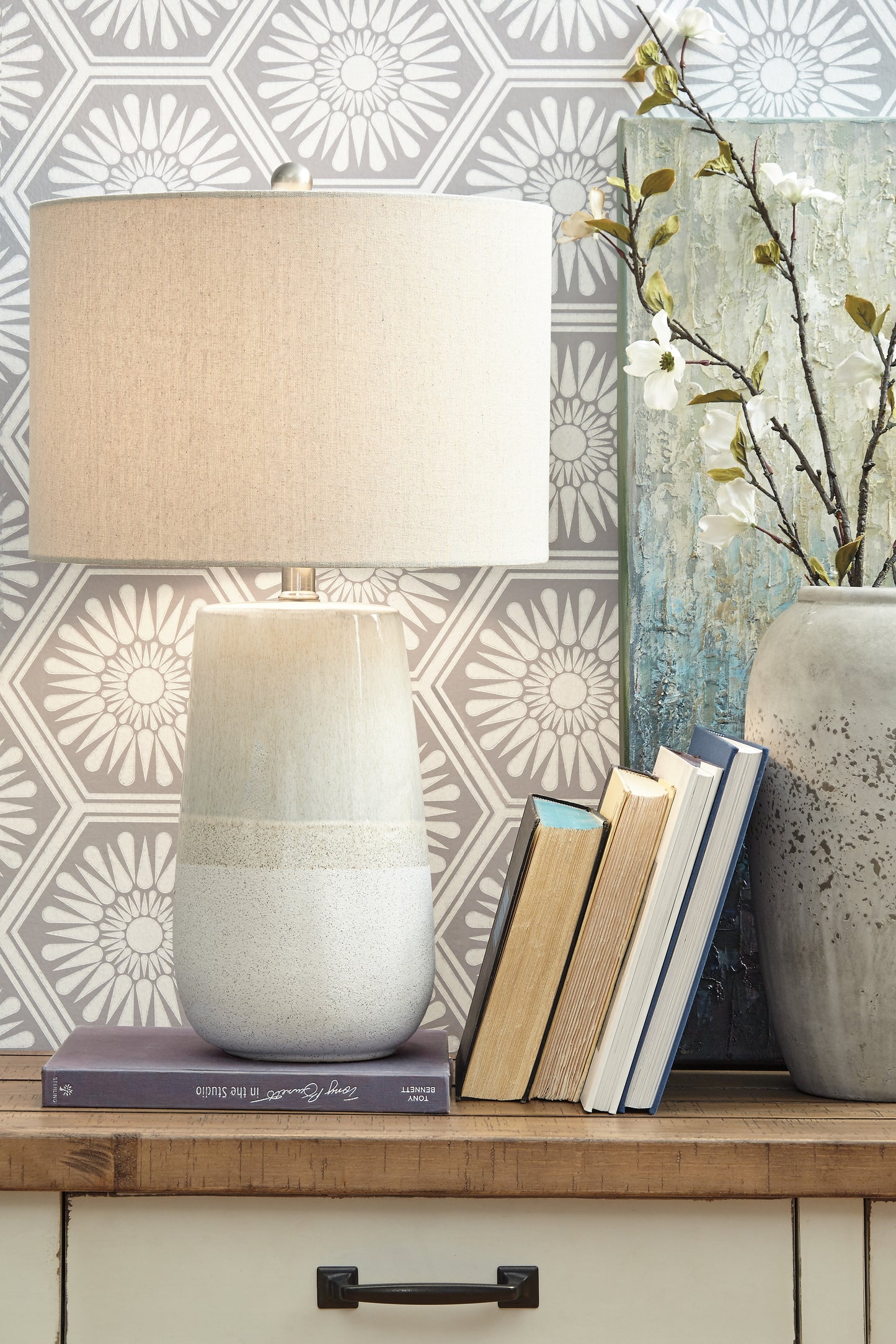 Myers Furniture Outlet - Ashley Furniture - Shavon Lighting - Table Lamp (Set of 2) / Beige/White - L100724X2