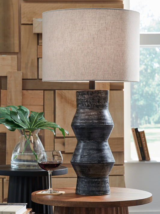 Myers Furniture Outlet - Ashley Furniture - Kerbert Lighting - 2-Piece Lamp Set / Distressed Black - L100824X2