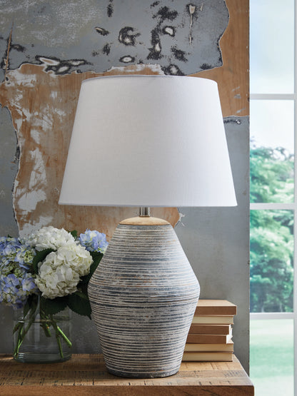 Myers Furniture Outlet - Ashley Furniture - Lawrock Lighting - Terracotta Table Lamp (1/CN) / Antique Blue - L100834