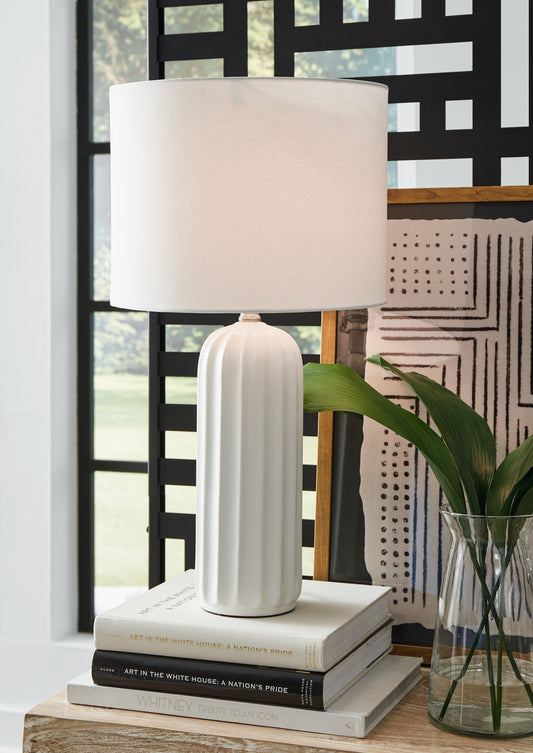 Myers Furniture Outlet - Ashley Furniture - Clarkland Lighting - Ceramic Table Lamp (Set of 2) / White - L177974